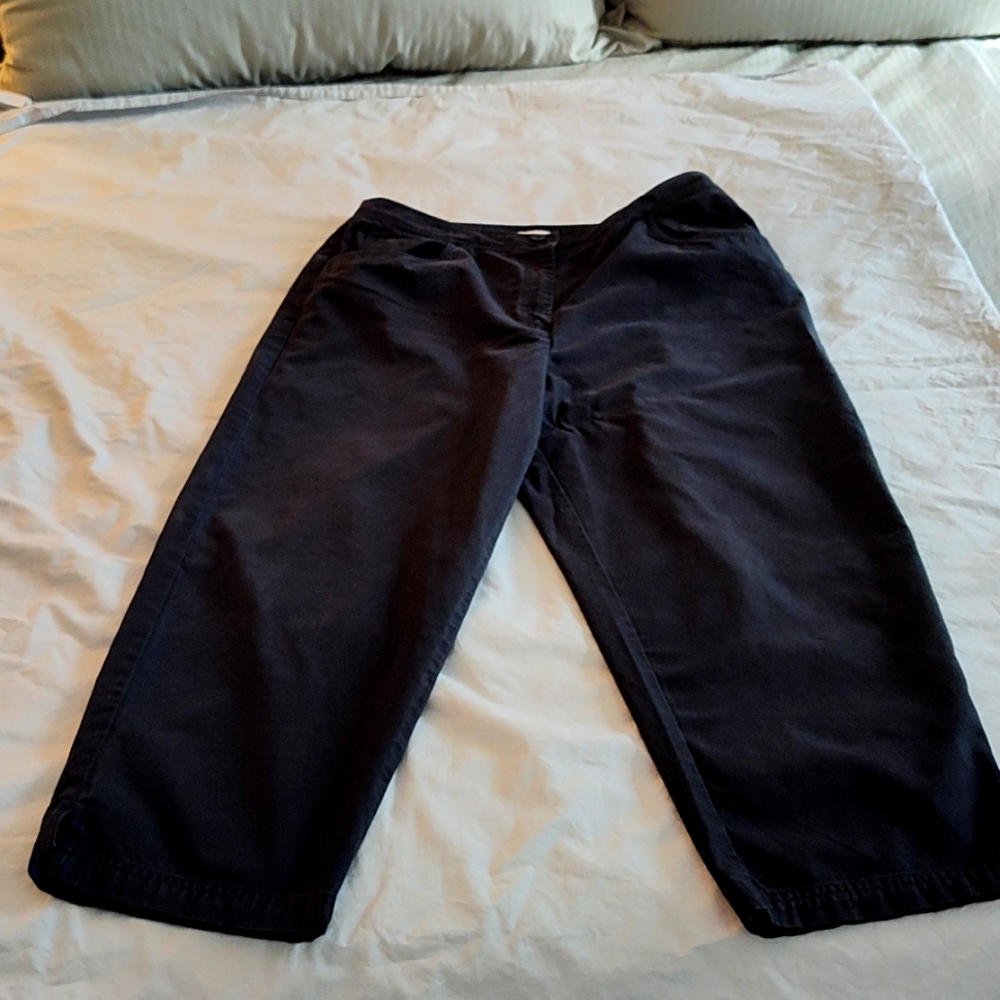 Talbots Black Mid Rise Chinos Pants Size 16 Cotton Casual Straight Leg Slacks